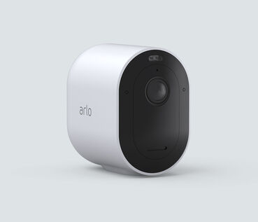 Arlo Pro 4 Spotlight Camera, in white, facing right